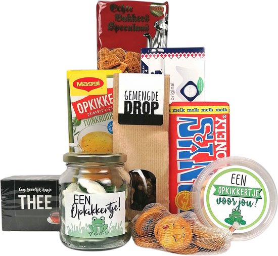 Opkikkertje cadeau pakket - beterschap cadeau - sterkte - opsteker - opkikker - chocolade - snoepkikkers