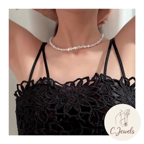 Collier et bracelet - Set de perles - Ajustable - Wit - Or - Elegant et intemporel - Femme