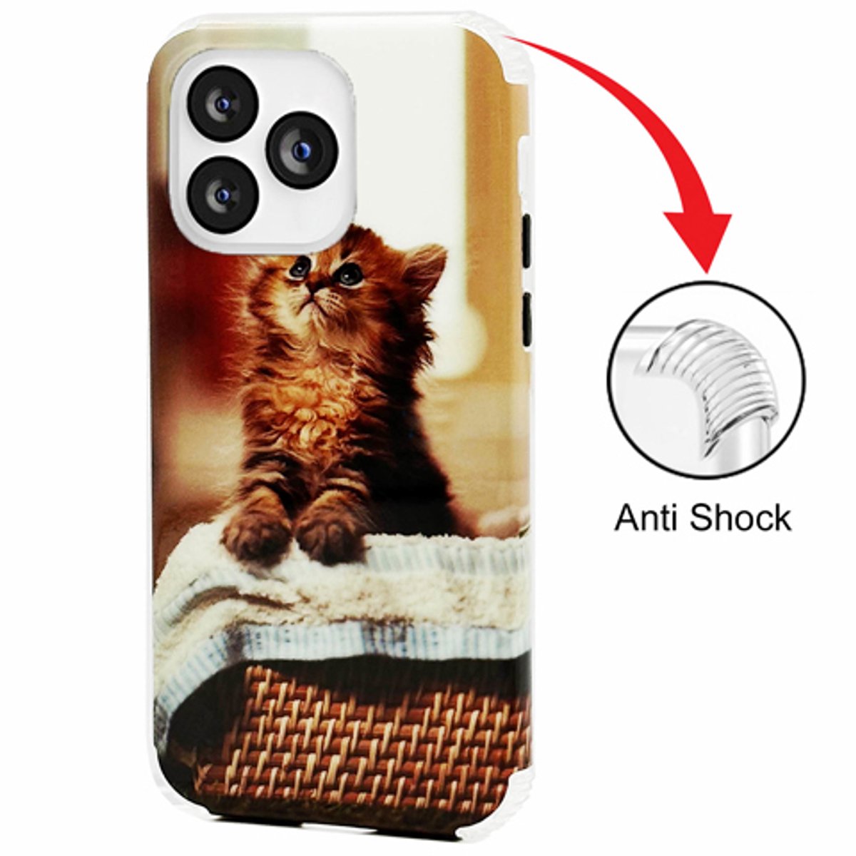 Telefoonhoesje Geschikt voor iPhone 13 Pro - Back Cover - Kat Printje - Achterkantje