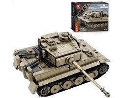 Reobrix - 77031 Tiger Tank bouwset | World of Tanks Edition | WW2 Army auto constructie modelbouw | Educatief militair & leger speelgoed bouwpakketten voor kinderen & volwassenen | Schaal 1:28 | Blok formaat 4.9mm | 1140 bouwstenen
