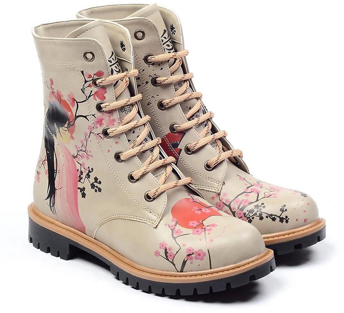 GOBY Sakura Geisha Laarzen Handmade Vegan Leer Dames