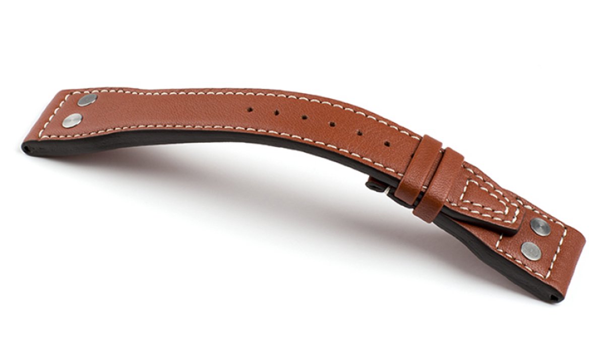 Horlogeband Flieger Cognac - Leer - 22-18mm