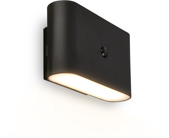 K-Bright 2 stuks Verlichting Accu-wandlamp met Bewegingsmelder voor Binnen, 5 W, Zwart, Led-wandlamp, Up-down-design, Instelbare Stralingshoek voor Woonkamer, Slaapkamer, Balkon, Hal, Trappen