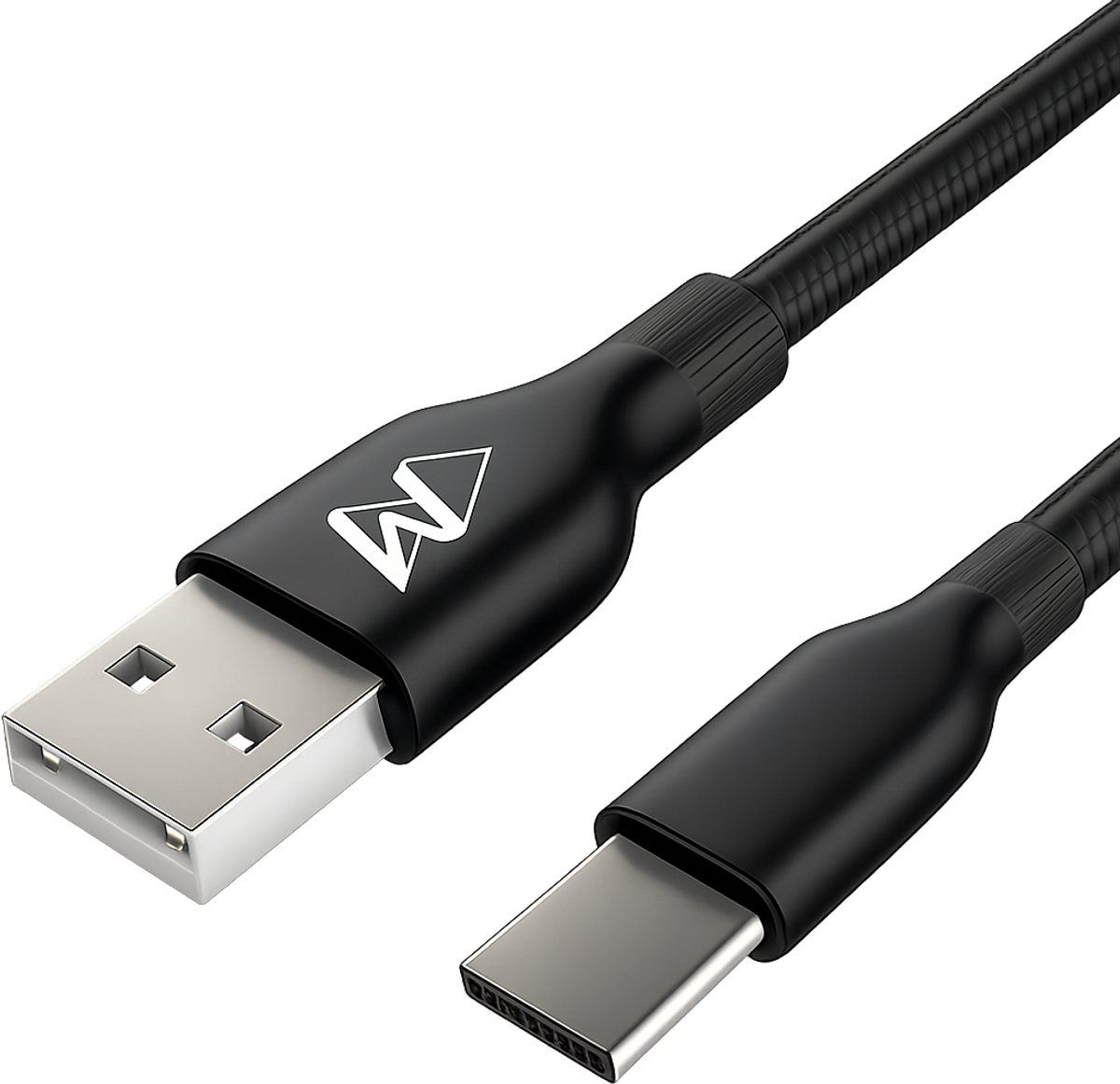 USB-C Data- en Laadkabel - 2.4A Snellader Kabel - Fast en Quick Charge Oplaadkabel - Type C Naar USB-A - Oplaadsnoer Telefoon - Laptop - Gevlochten Nylon – Zwart – 3 Meter - Wilsem ®