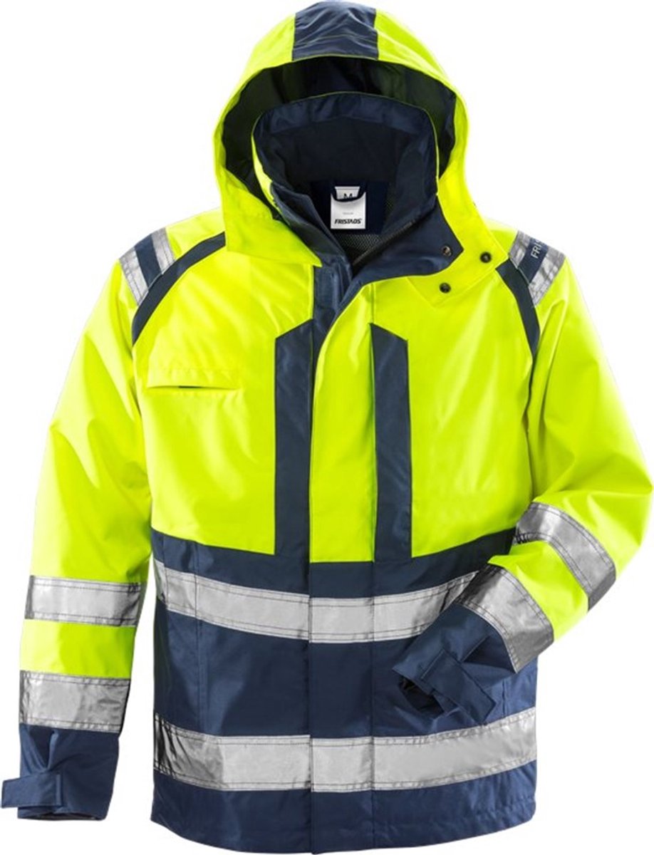AIRTECH Softshelljack HIGH-VIS fluorgeel/marineblauw XXL