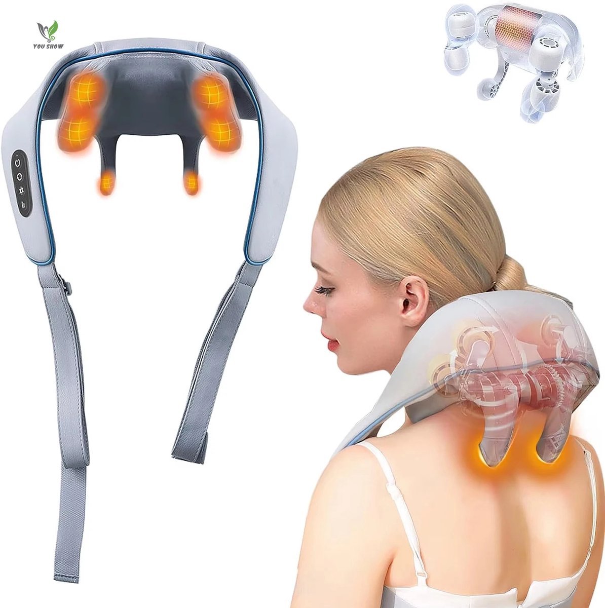 Massagekussen - Nekmassage Apparaat - Shiatsu - Draadloos - Verwarmd - Massage Apparaat ook voor Arm Rug & Been