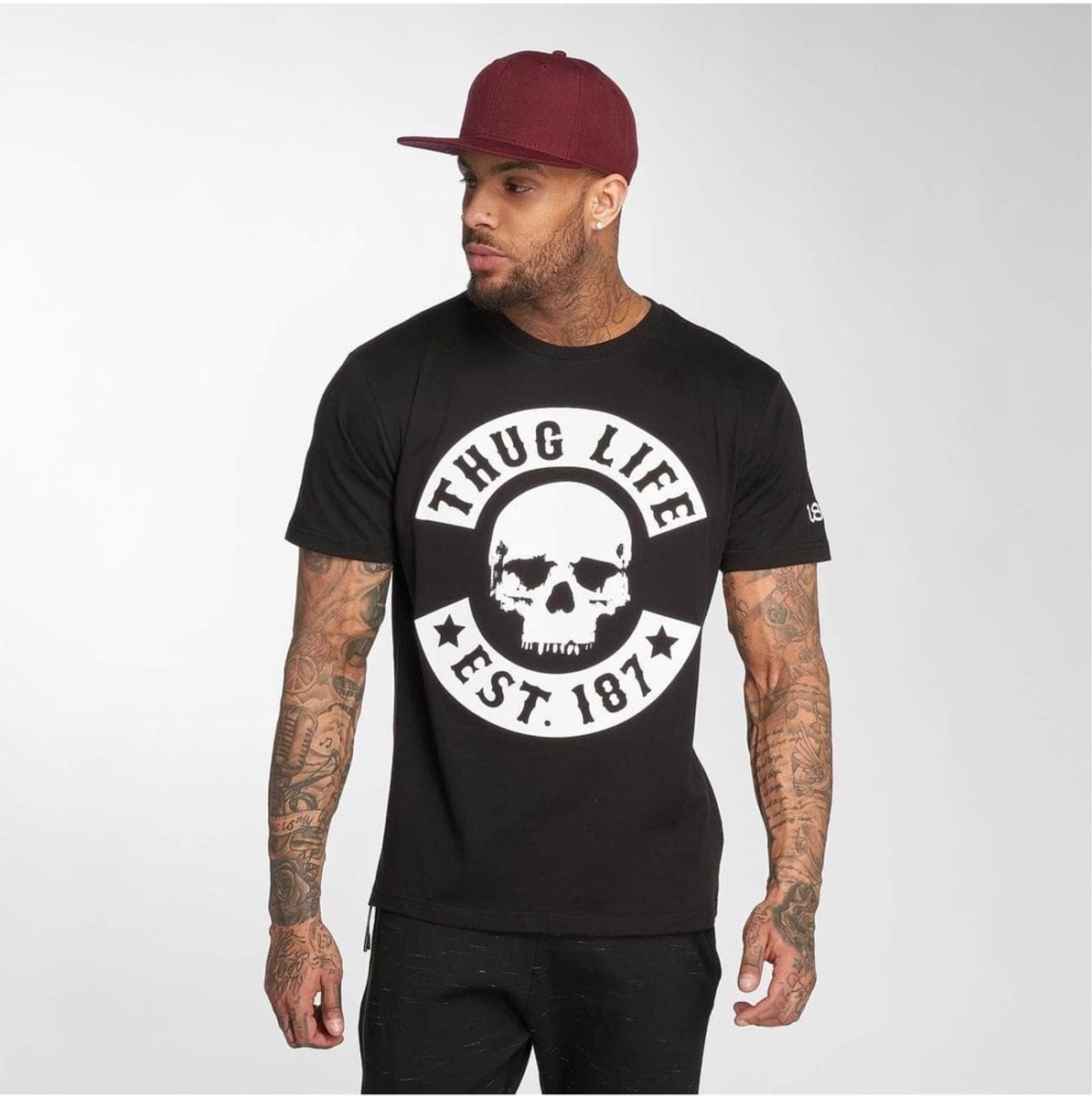 Thug Life - B.Skull Heren Tshirt - XXL - Zwart