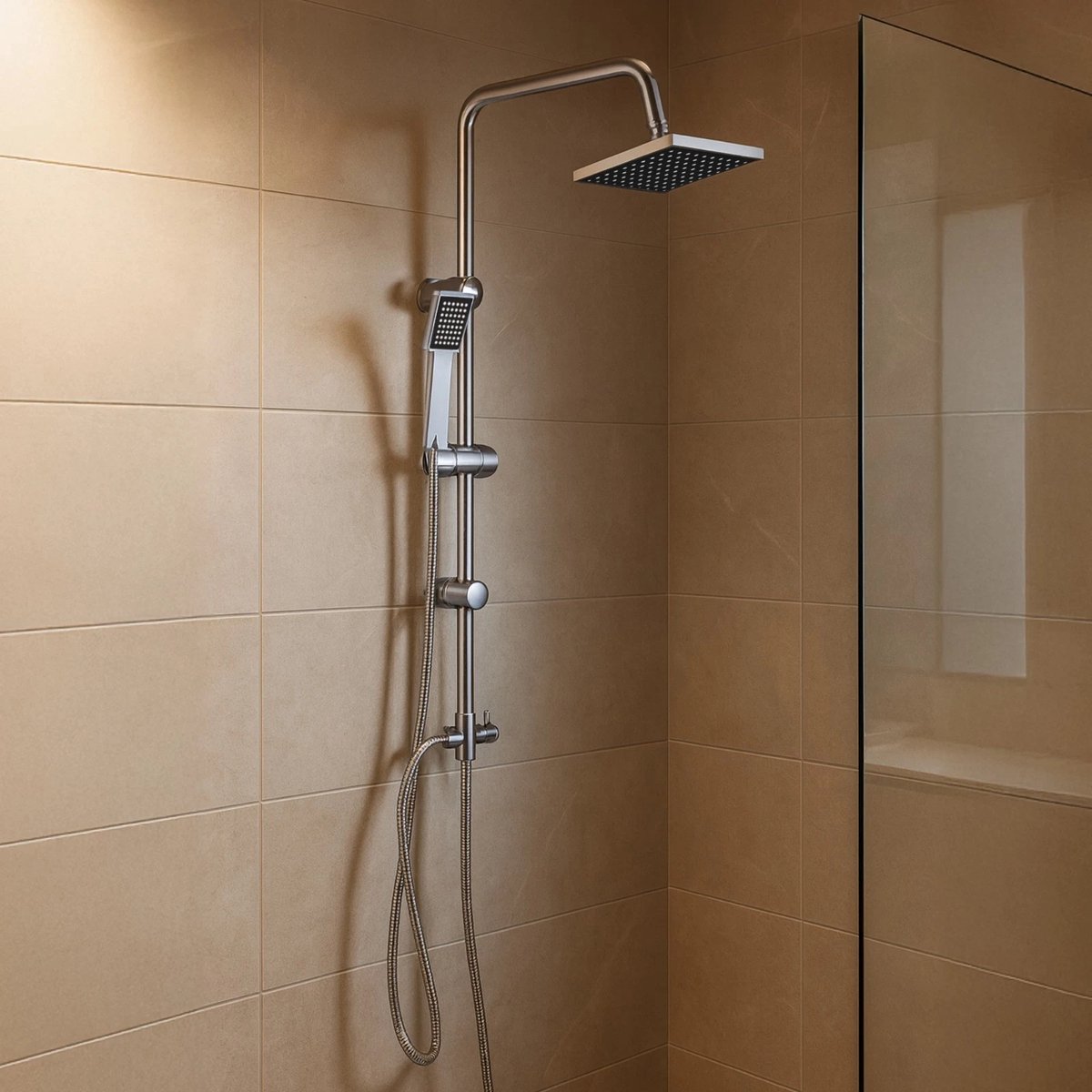 Douchegarnituur regendouche douche set douchekop zonder kraan met handdouche 19x19 cm