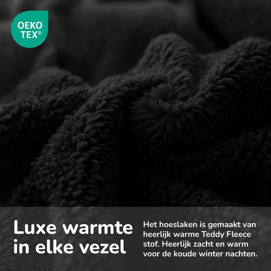 Drap-housse polaire Decoware® Teddy - 180x200 cm - noir