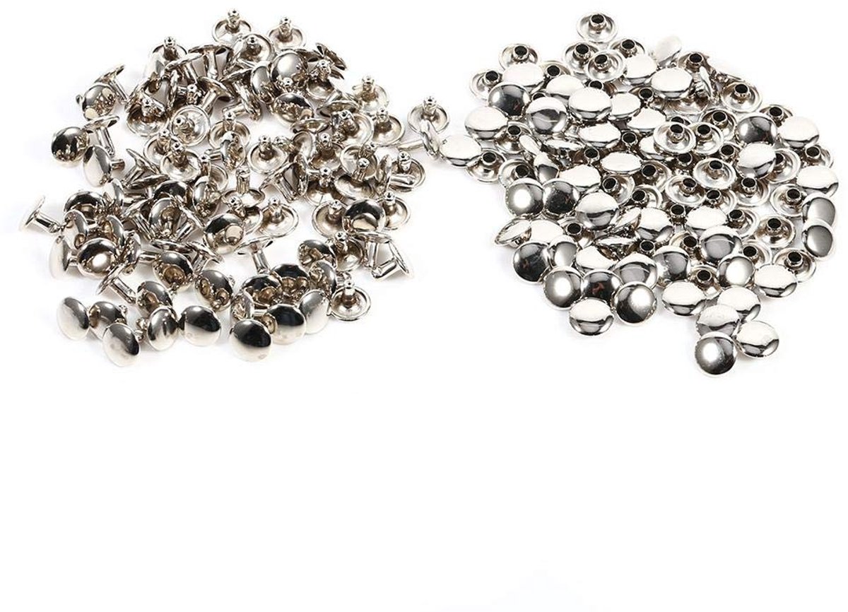 Hollow Rivets, 10x8mm Iron Double Caps Leather Rivets for DIY Crafts Repairs Decoration 100pcs Silver
