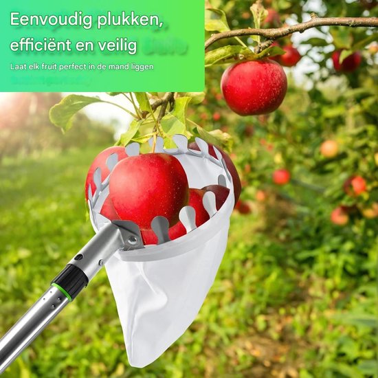 EXCITAT Fruitplukker - met telescopische handgreep - 2,4 m - met roestvrijstalen telescopische steel - Fruitplukker - kersenplukker - Geschikt voor peren, mandarijnen, sinaasappels — afbeelding 5