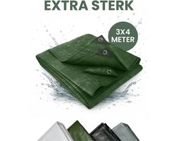 STACK® Extra Sterk Afdekzeil - 3x4m - Donker Groen - 150G/M2 - Waterdicht Bouwzeil & Zeildoek - Zeil Met Ringen - Beschermhoes & Afdekhoes voor Zwembad,Tuin Set,Motor,Scooter,Fietsen,Aanhangwagen,Scootmobiel,BBQ accesoires - Auto Hoes Bescherming