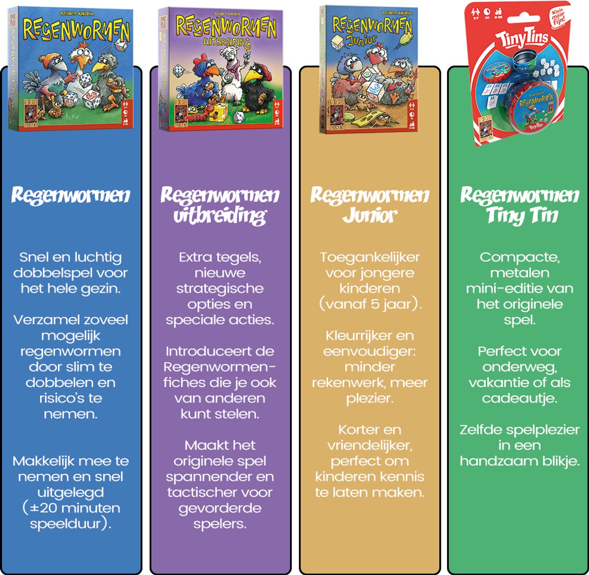 999 Games - Regenwormen - Dobbelspel - Eenvoudig te leren, snel te spelen - Familiespel - Gezelschapsspel - Educatief spel - Kinderspel - Klein cadeautje — afbeelding 6