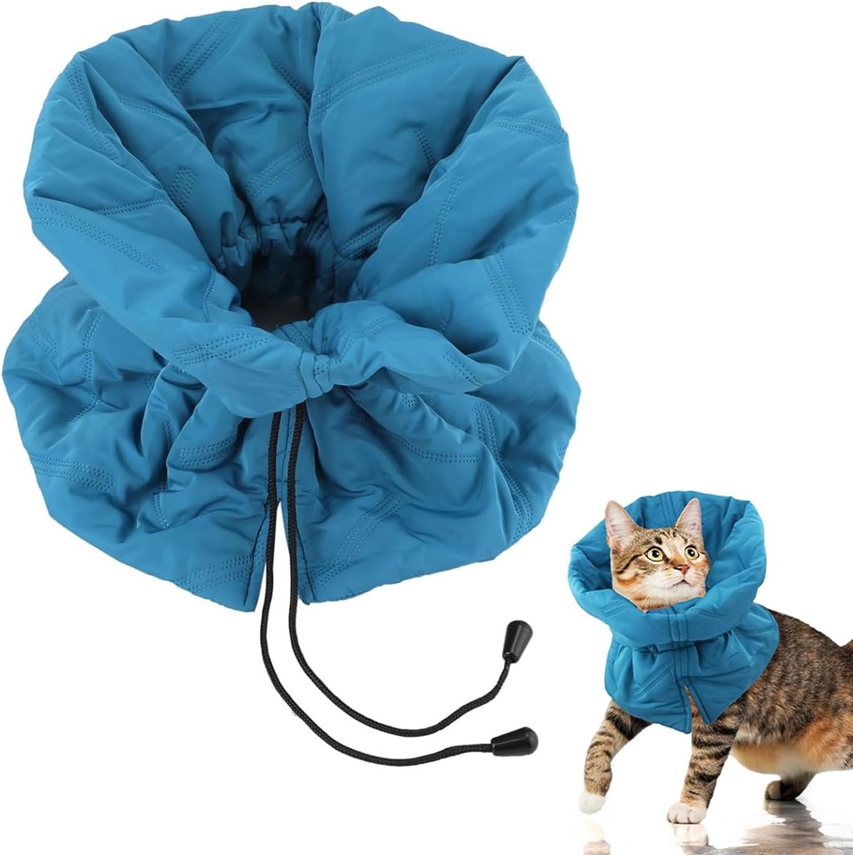 Katten Kraag, Bescherm Kraag Kat, Herstelhalsband voor katten, zachte, verstelbare herstelhalsband voor katten en kittens, voorkomt likwonden (blauw, S) Nekomtrek 5,5 - 9,8 in - Cyslmuk®