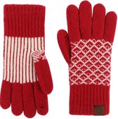 Alpaca wollen handschoenen dubbel gebreid wit grijs winter motief - Alpaca Fashion