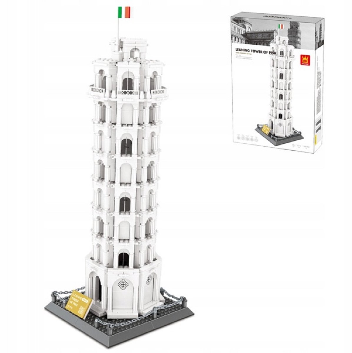 COIL Modelbouwpakketten, Architectuurmodel, Constructiespeelgoedblokken, Speelgoedbouwstenen, Scheve Toren van Pisa, 1390 onderdelen