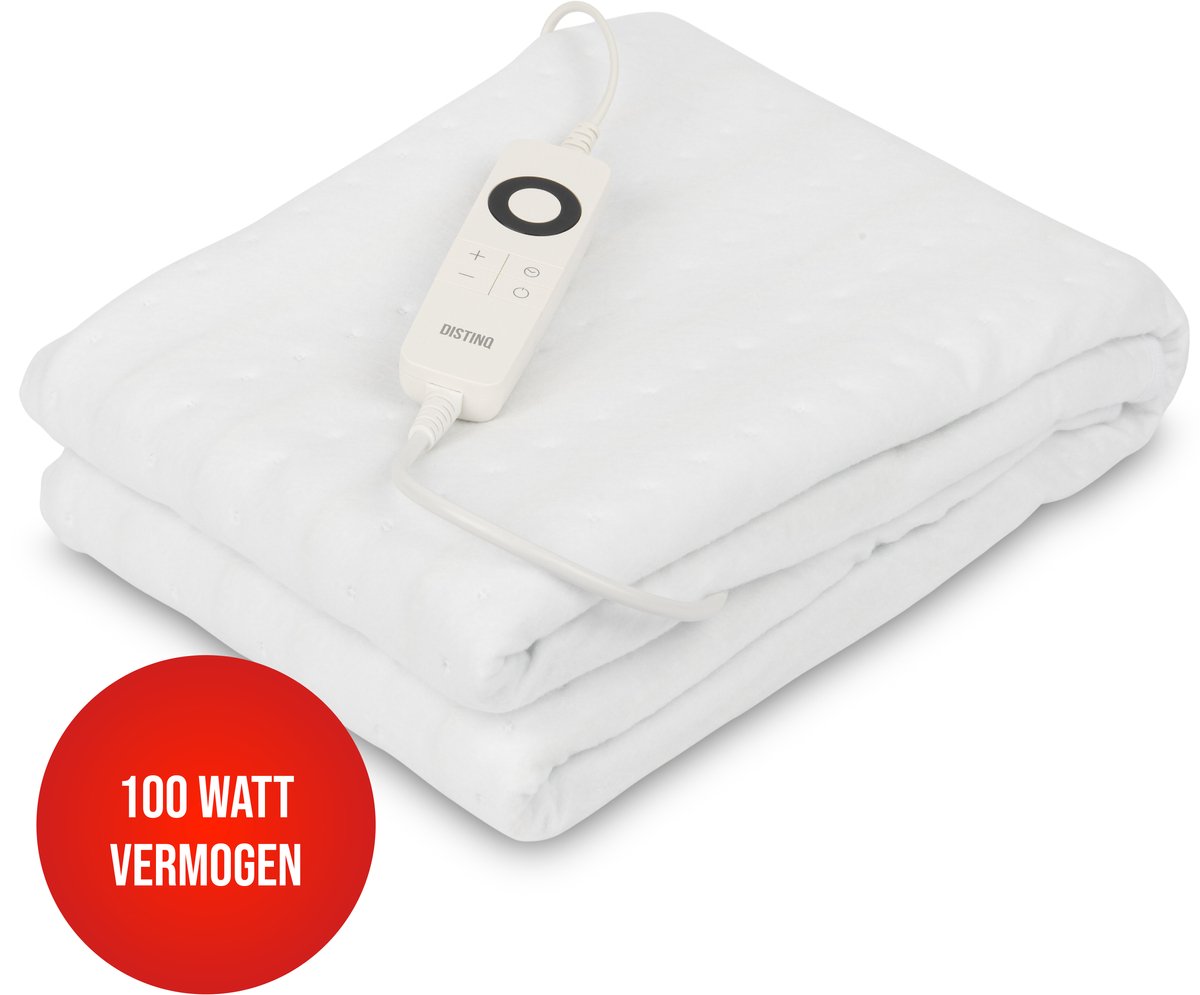 DistinQ Elektrische Onderdeken 160 Watt - 120x80 cm - Automatische Uitschakeling - Oververhittingsbescherming - 5 Standen - Enkel onderdeken Wit