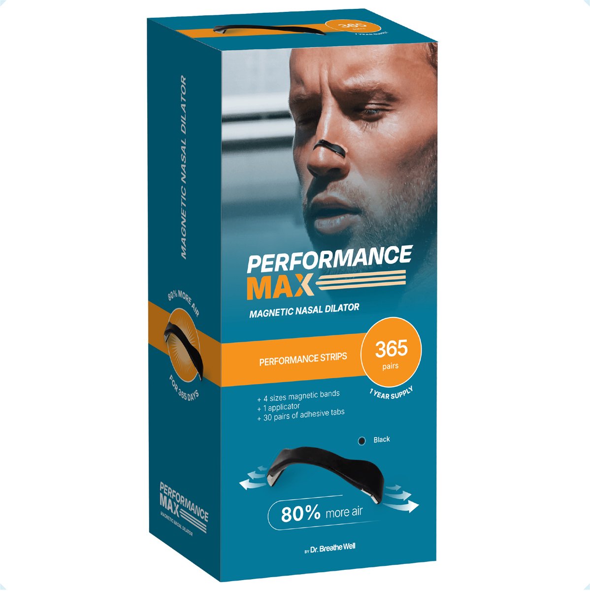 Performance Max - Magnetische Neusstrips - 365 Paar Neus Magneten - Sport Neusspreider - Anti Snurk Neusspreider - Neuspleisters Tegen Snurken - By Dr. Breathe Well - Simply the right choice!