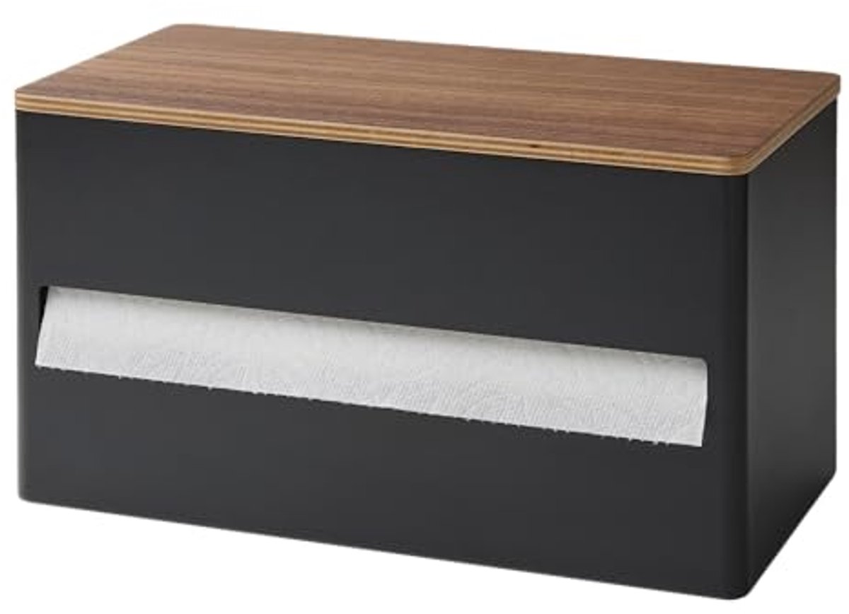 Stijlvolle Keukenrolhouder van Staal en Hout - Zwart