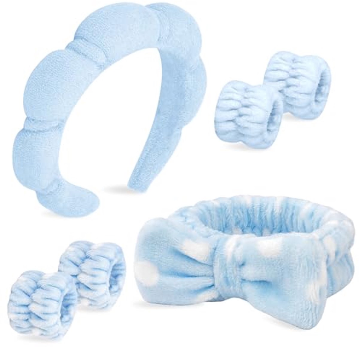 6-delige set spa hoofdbanden en polsbanden voor dames - Antislip gezichtsaccessoires voor huidverzorging en bad