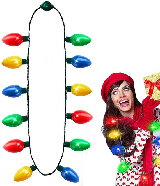 Kerst Entertainment Light Up Ketting - 94cm - Lichtgevende LED Kerstlamp Ketting - 12 Lichten - Kerst led halsketting - Kerstaccessoires - Kerstdecoraties - Voor Kinderen volwassenen - Voor Feest, Kerst, Halloween en Bruiloft - Kunststof