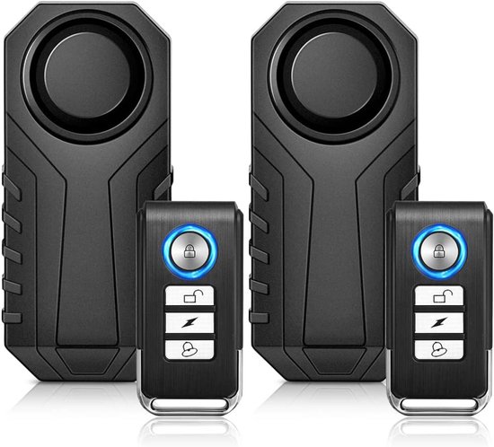 Vitdipy - Alarmsysteem voor Fiets & Scooter - 2 stuks - Alarmsysteem - Fietsalarm met Afstandsbediening - 113dB alarm - Motor Alarm - Waterdicht Fietsslot