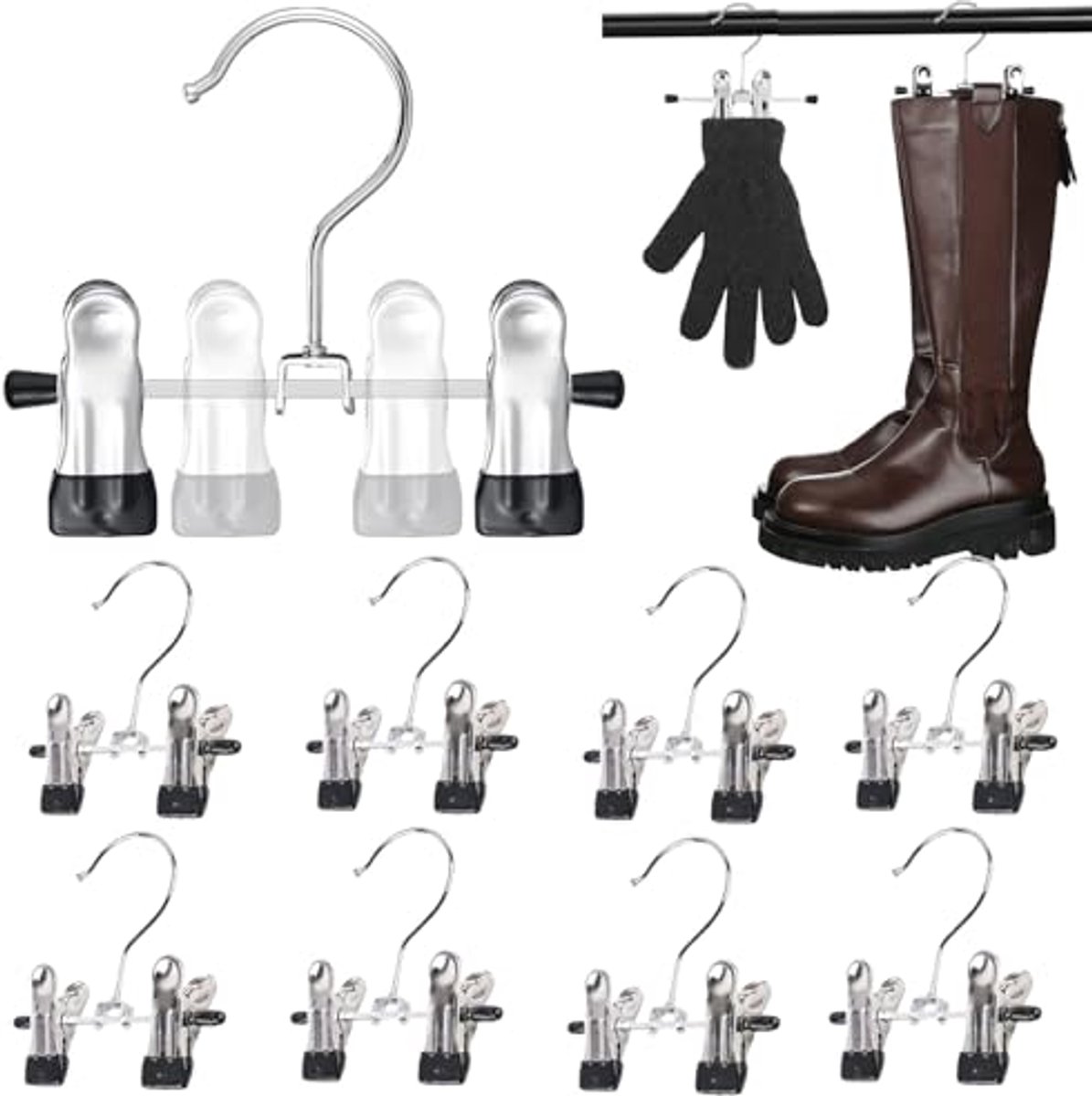 Multifunctionele metalen kleerhangers met verstelbare clips - 9 stuks