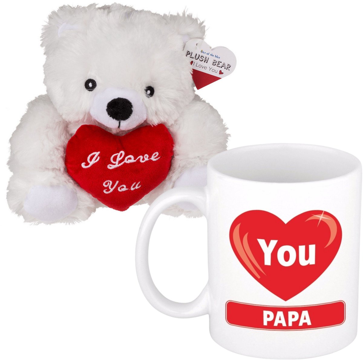 Vaderdagcadeau - knuffelbeer en koffiemok - cadeau - love you papa - mokken
