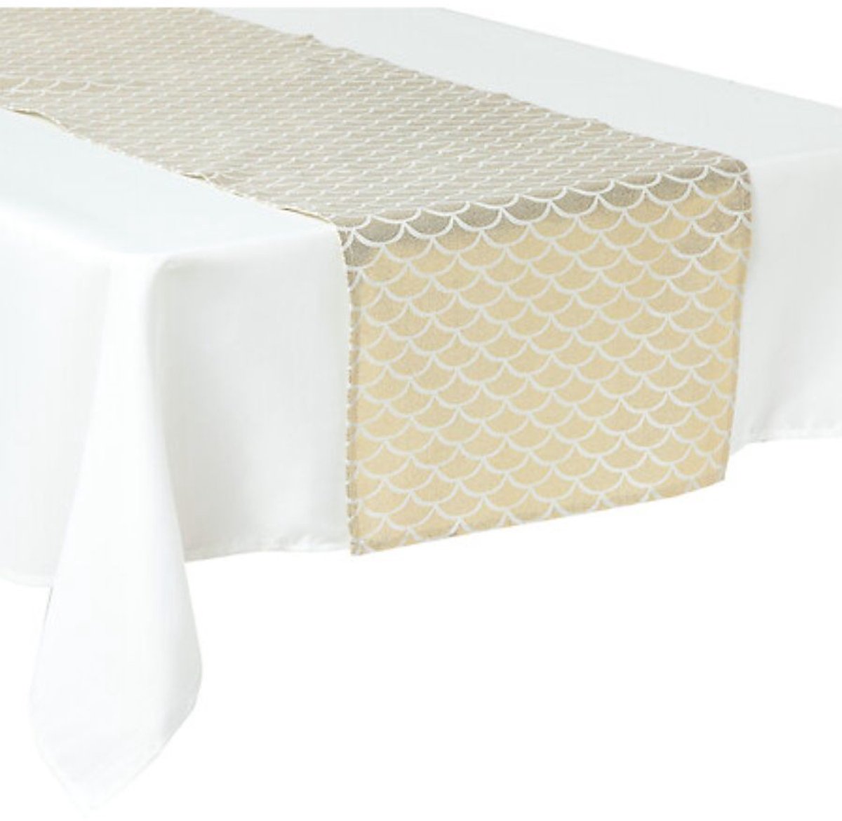Feeric lights & Christmas Decoratie stof/tafelloper - 2x - goud - katoen/polyester - 200 x 40 cm - schubben