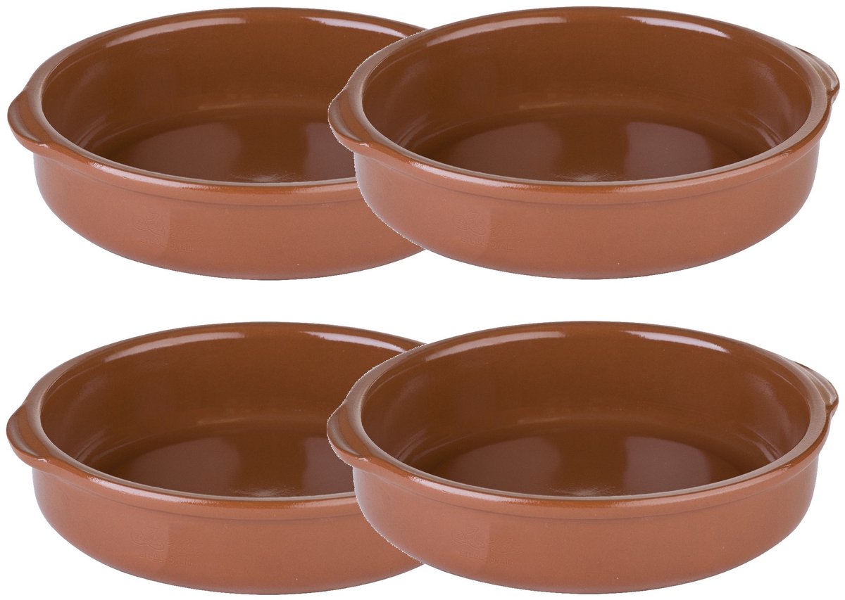 Regas Ovenschalen terracotta - 8x stuks - D17 x H9 cm van aardewerk - 300ml - Tapas schalen