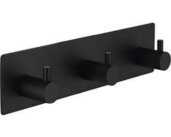 Knaak Zelfklevende Handdoekhaak - RVS - Zwart - 4,5 x 18 x 2,7 cm - Zonder Boren