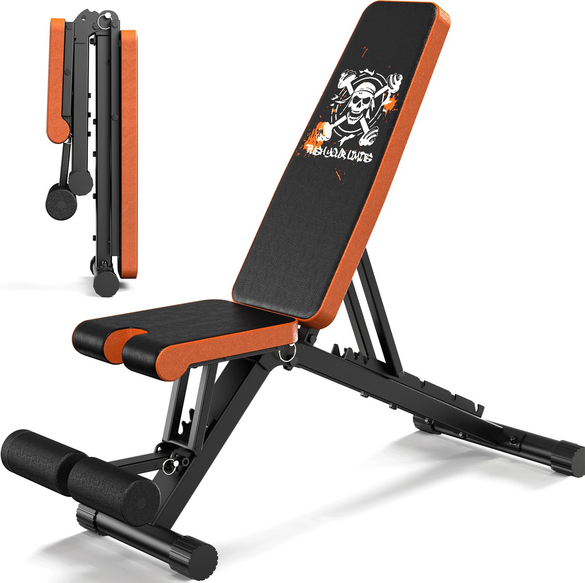 MettleMatic Halterbank, inklapbaar, verstelbaar, multifunctionele trainingsbank voor thuis, met 400 kg belastbaarheid, 4-in-1 schuine bank, fitnessbank voor training van het hele lichaam