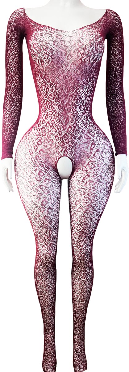 BamBella ® - Panty pak -Onesize - body suit - Dames - Onesize - Erotische jumpsuit van kant lingerie Bordeaux rood