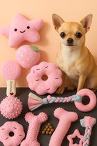 CAMITER Hondenkauwspeelgoed, 7 stuks hondenpuppy's kinderziektes kauwspeelgoed set met bal en kleurrijke touwen, interactief huisdierspeelgoed voor kleine en middelgrote honden (roze
