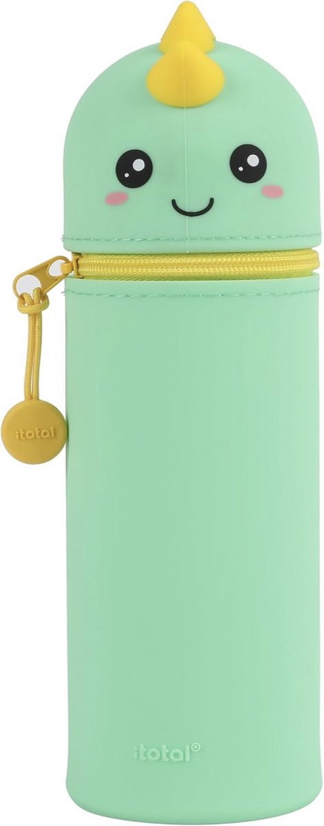 iTotal Pencil Case Silicone HELLO DINO 6x6x21cm 150gr Zachte siliconen etui voor school, uitbreidbaar met contourvorm
