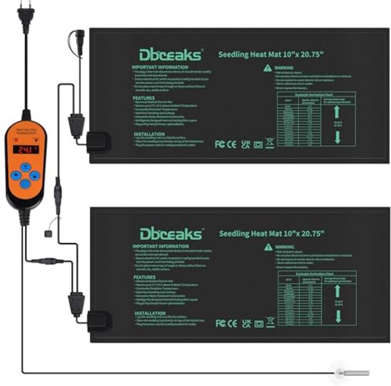 Tapis Chauffant Pour Plantes Avec Thermostat 50W - 25x52.5cm, Pour Semis, Germination, Serres Intérieures