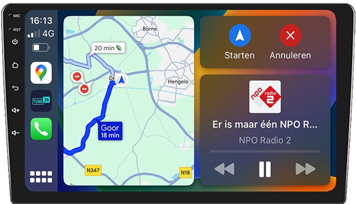 BG4U - Android Navigatie Radio geschikt voor Peugeot Partner en Citroen Berlingo B9 2008-2019 met Apple Carplay en Android Auto