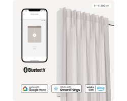 Motionblinds Slimme Gordijnrail – Smart Gordijn – Bluetooth, Draadloos & App-bediening Pull-Start Functie – USB-C Oplaadbaar – Pull-Start Functie – 200 cm