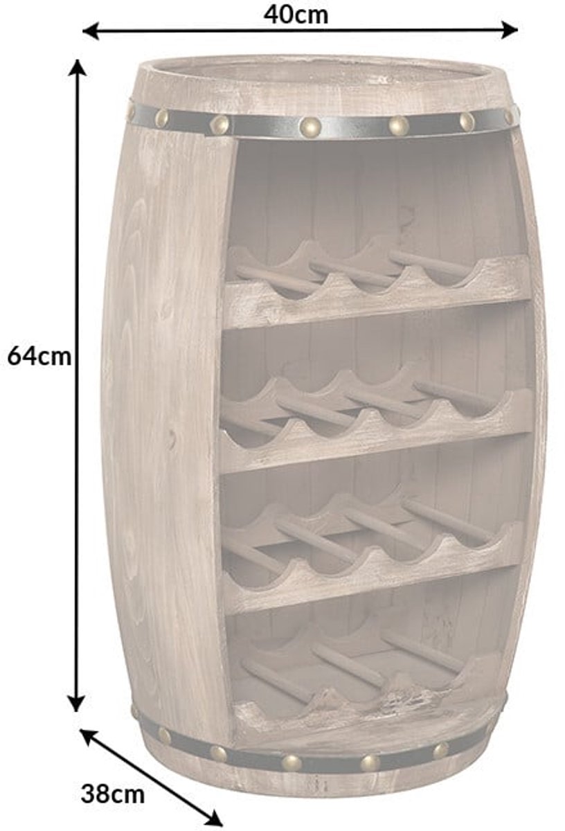 Authentiek wijnrek BODEGA 60cm naturel grenen wijnvat Shabby Chic - 38964