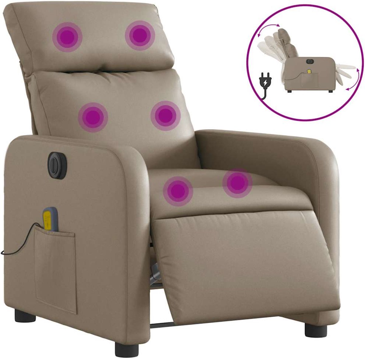 vidaXL Massagestoel - verstelbaar - elektrisch - kunstleer - cappuccinokleurig