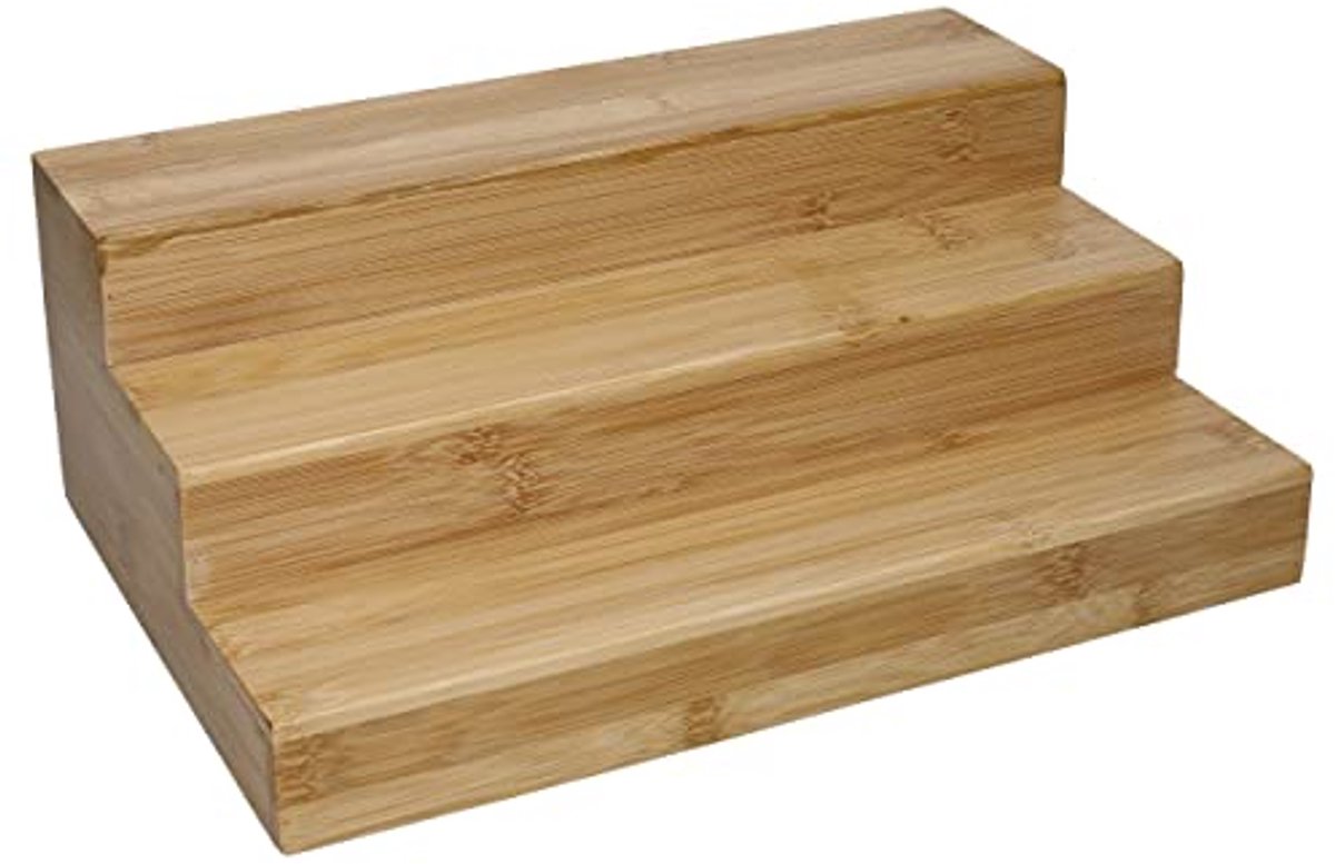 Bamboe Drie Niveaus Kast Plank Organiser - Houten Display voor Keuken en Thuis