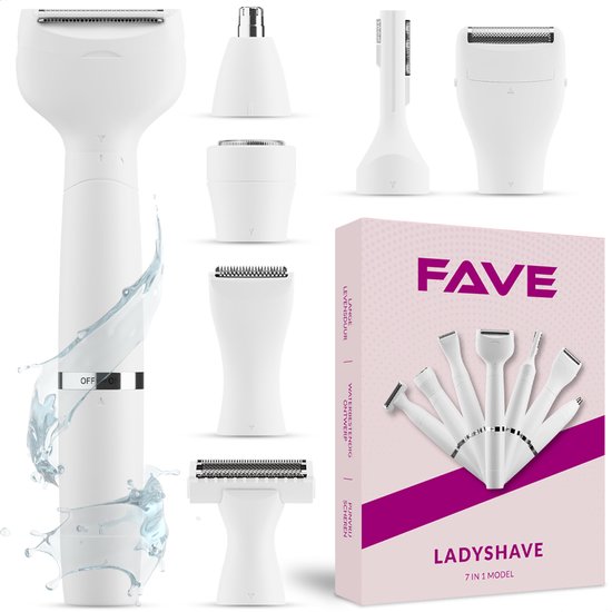 FAVE® Ladyshave - 7 in 1 - Ladyshaves voor vrouwen - Oplaadbaar - Ontharingsapparaten - Scheerapparaat - Gezicht - Bikinitrimmer dames