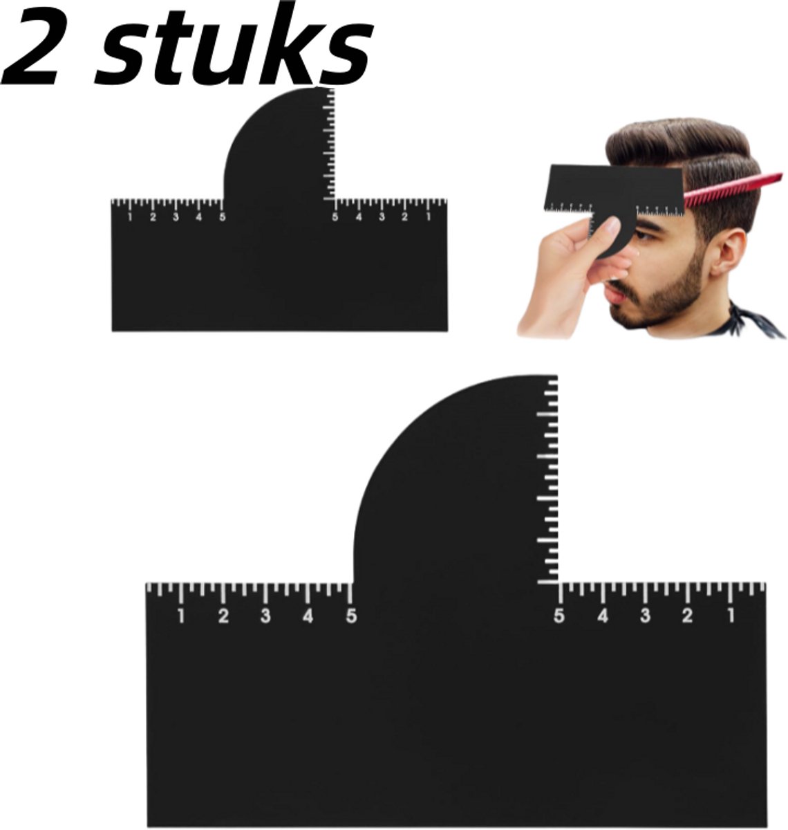 2 stuks - Stylingkaart - Gepersonaliseerde creatieve bakkebaarden trimtool voor het vormen en trimmen van PVC-materiaal - zwart