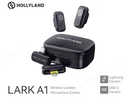 Hollyland LARK A1 Combo Mini Wireless Microphone for iPhone and Android (2 TX + USB-C RX + Lightning RX + Charging Case), Magnetic Mic for YouTube, TikTok, Podcasts, Vlogging (Black)