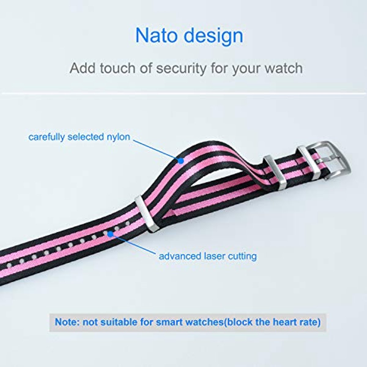 Nylon Horlogeband Vervanging met Geborstelde Gesp - 18mm 20mm 22mm 24mm