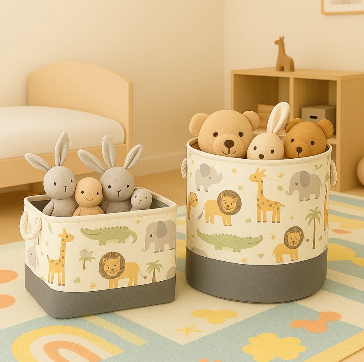 Meubelsvanjoep opbergzak Organizer 2 stuks - Opbergtas en Organiser voor Speelgoed en Kleding - Opvouwbaar - Jungle 40 x 35 CM - Opbergdoos - Opbergbox kinderkamer
