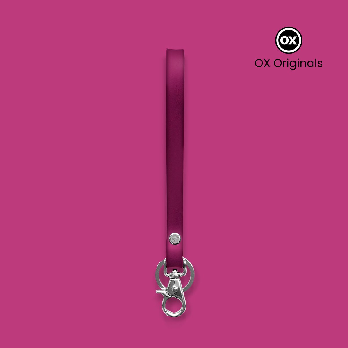 OX Originals - Luxe Leren Polsband - Wristlet - Sleutelhanger - Fuchsia - Chroom
