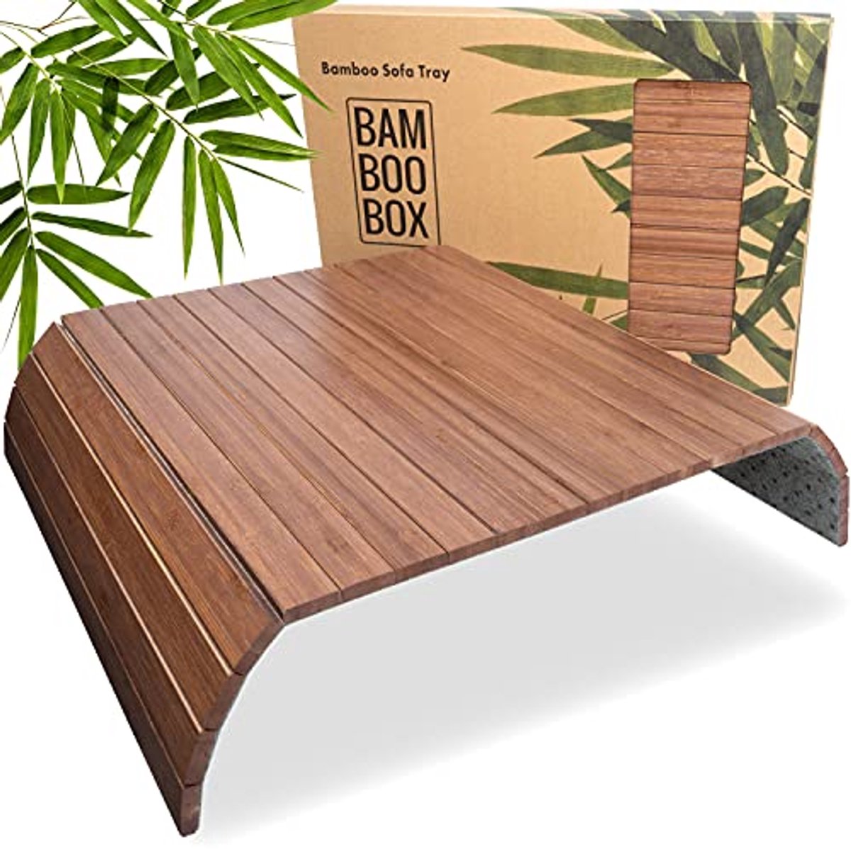 Sofatablet van Bamboe - Flexibel Dienblad voor de Bank met Armleuningen en Bekerhouder