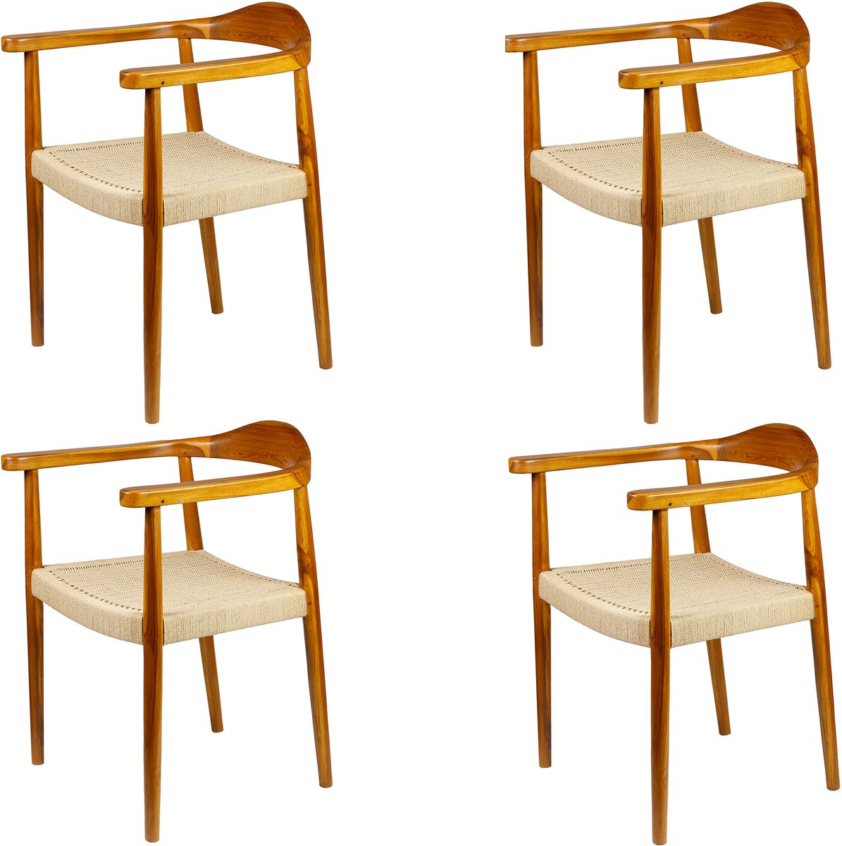 Casa Moro Houten eetkamerstoel - rotan stoel - set Esszimmer-Stuhl Holz