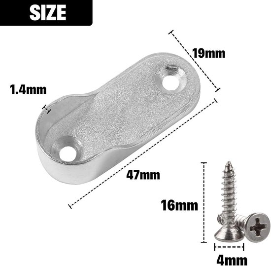 8 stuks buishouders voor kast, 16 mm, stopcontacten voor kledingstang, kaststang, houder voor kledingstangen, voor kledingstangen, voor kledingstangen, voor gordijnstangen en kasten